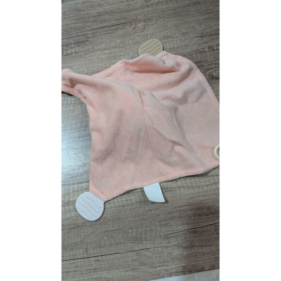 Modern Baby Elephant Security lovey Blanket Teether Toy Pink & White 12" - Picture 5 of 7